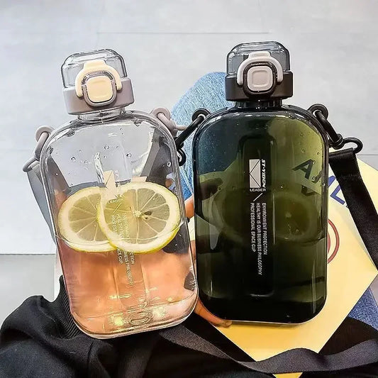 Flat Square Transparent Water Bottle